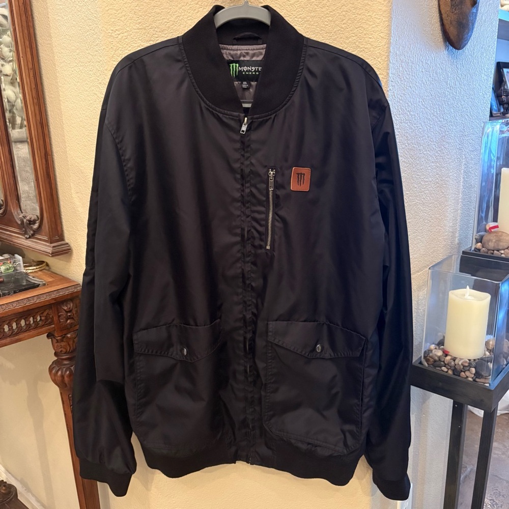 Monster Energy Men Black Bomber Jacket Size Xxl - Gem
